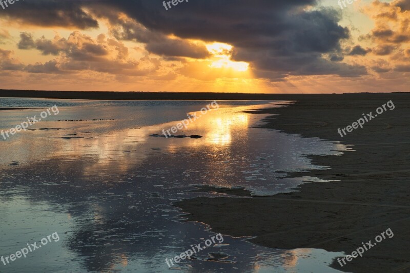 Sunset Afterglow Sea Tides Ebb