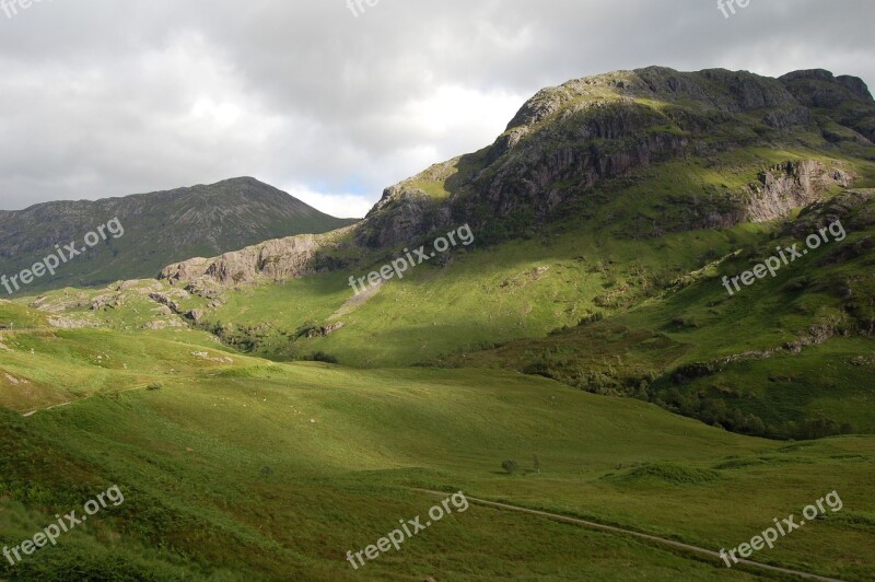 Glencoe Glen Mountains Highlands Landscape