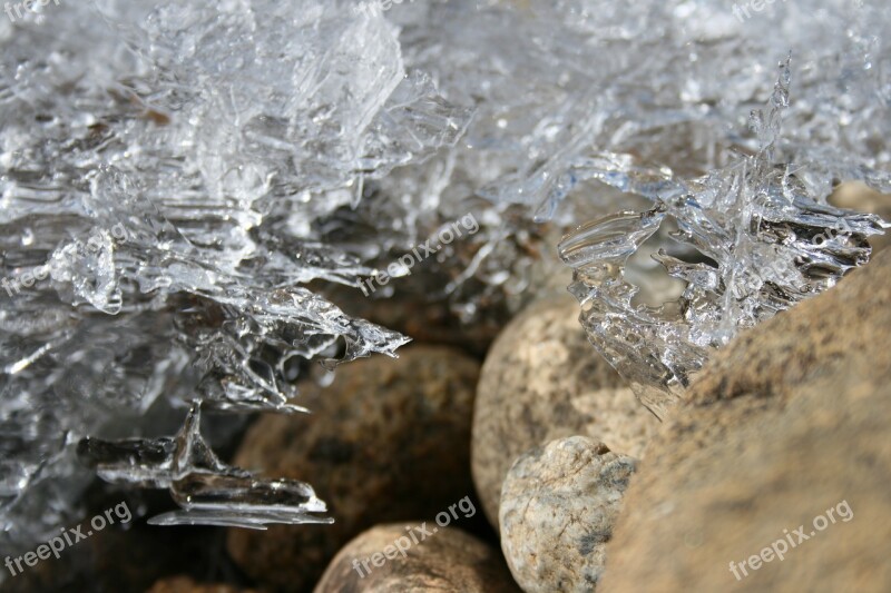 Ice Crystals Rock Winter Ice Cold