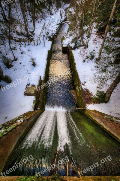 Barrage Forest Snow Cold Water Power