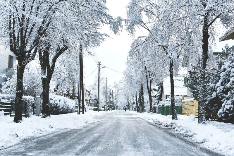 Frost Snowy Winter Town Winter City Street