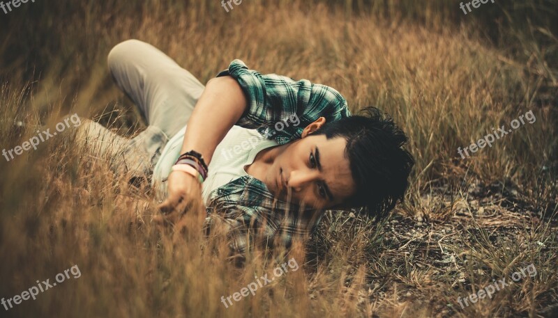 Man Handsome Man Man On Grass Male Portrait