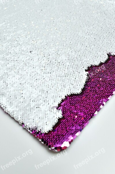 Sequins Pillowcase White Purple Platelets