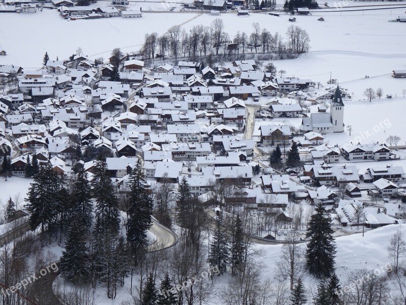 Village Alpine Alpine Village Valley Snowy