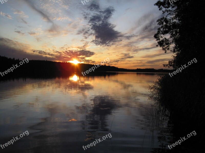 Sunset Aurora Reflection Water Bodies Free Photos