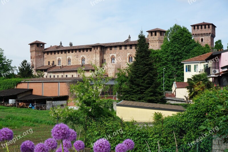 Castle Sant'angelo Lodigiano Castle Purple Flowers Italy Praises