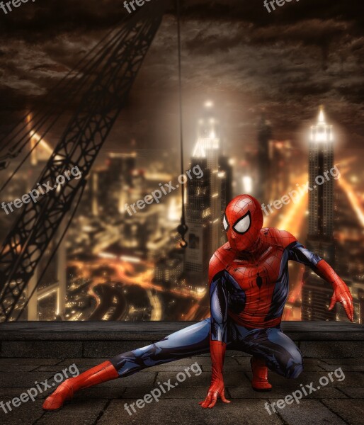 Spiderman Superhero Comic City Skyline