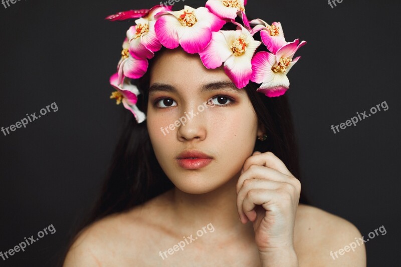 Portrait Girl Brunette Hair View