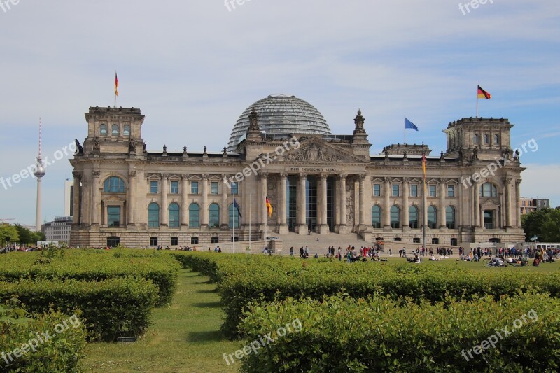 Germany Berlin Reichstag Flags Cloud