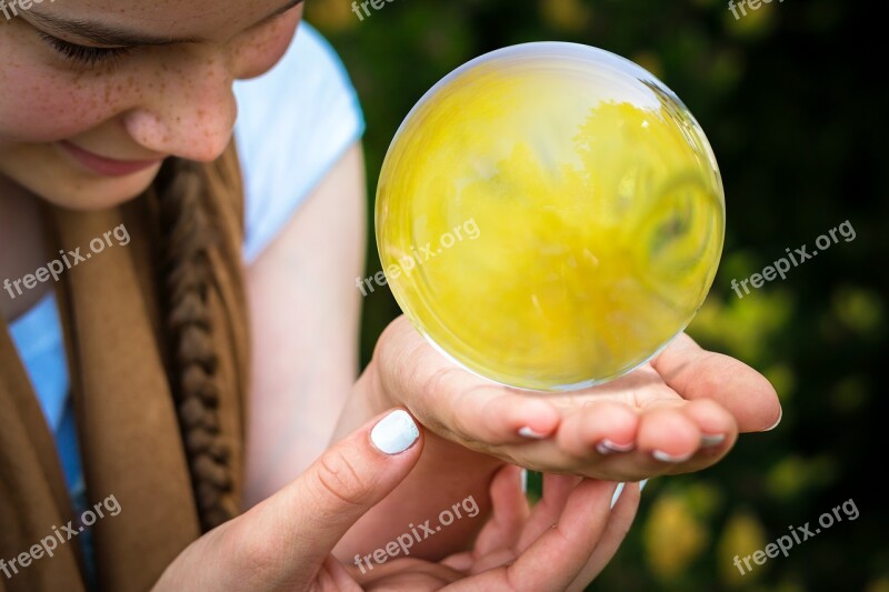 Glass Ball Fortune Teller Hand Forward Finger