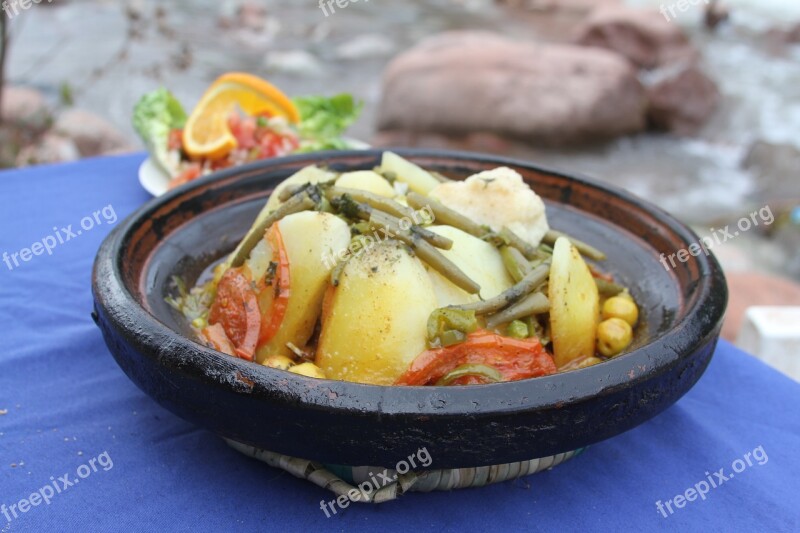 Food Vegetable Meals Flat Tagine