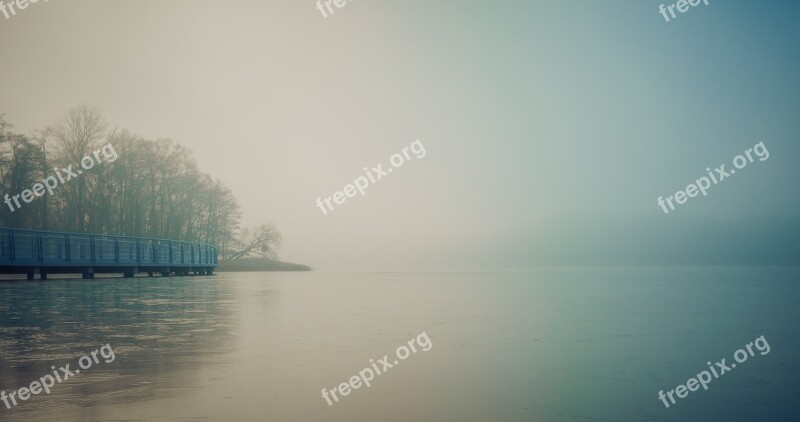 The Fog Monolithic Part Of The Waters Lake Sky Nature