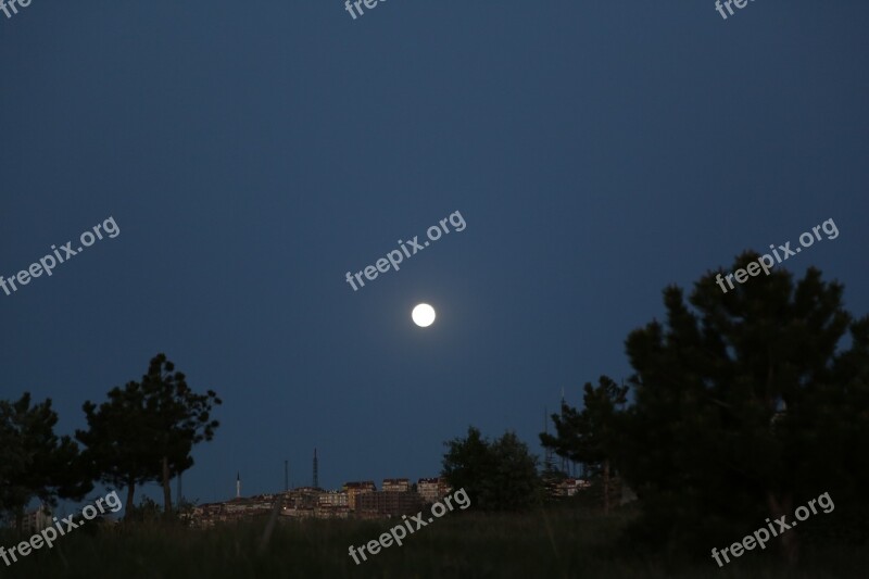 Month In The Evening Night Nature Sky