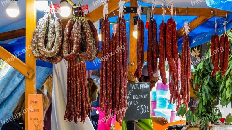 Sausages Hangs Market Retail Sell