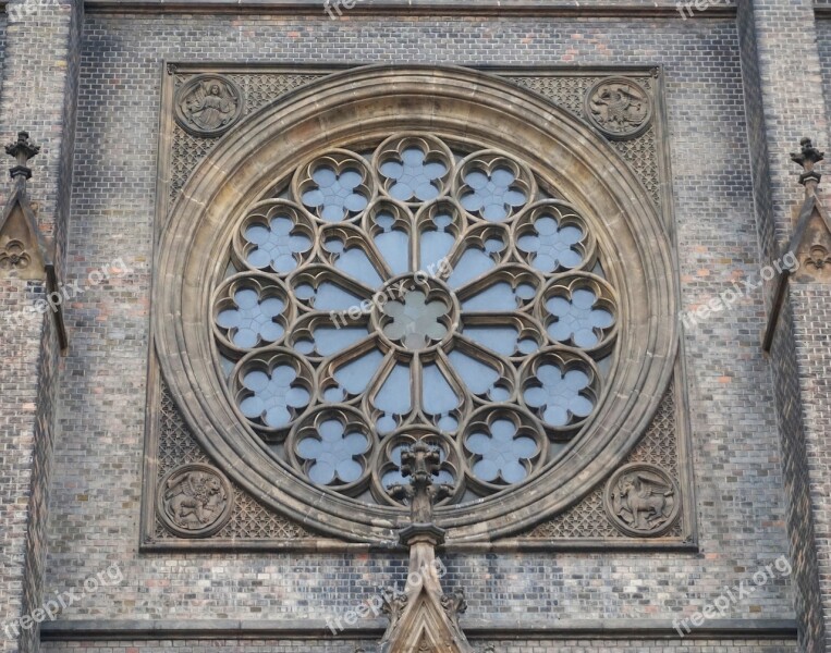 Rosette Window Prague Czechia Church Architecture