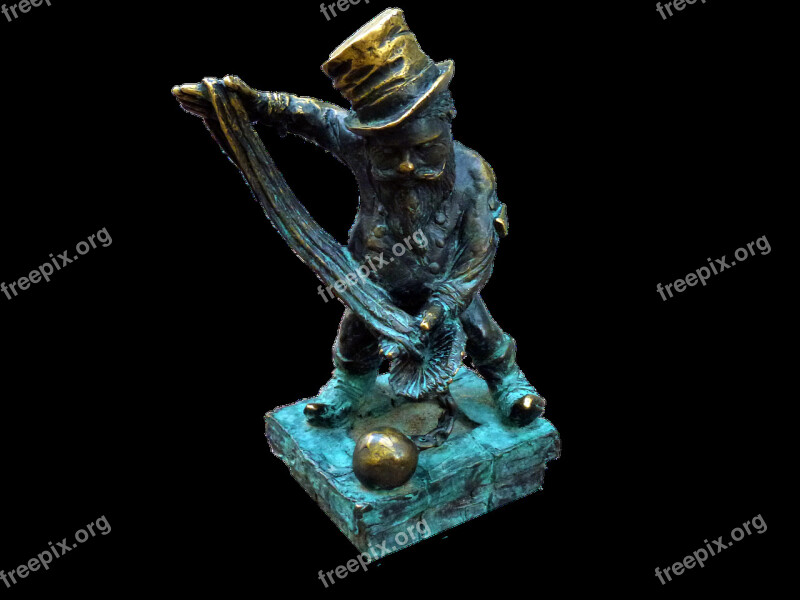 Crafts Poland Wroclaw Gnome Statue Bronze