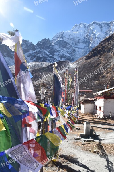 Nepal Travel Temple Prayer Flags Himalayas