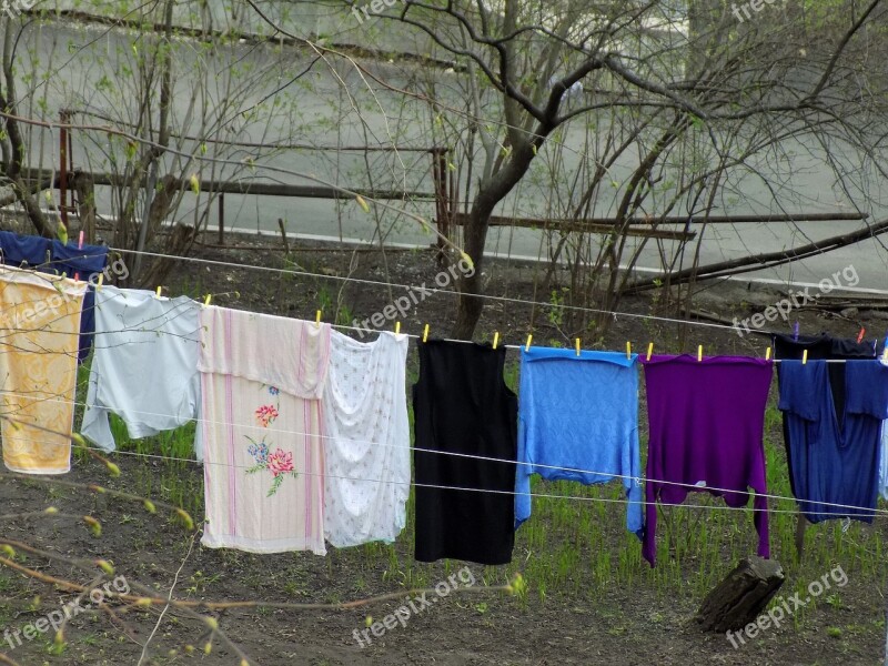 Clothesline Outdoors Recycling Linen Wash