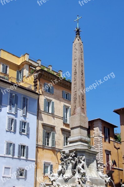 Italy Rome Fountain Obelisk Hieroglyphs