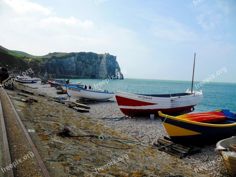 Etretat France Normandy Sea Seashore