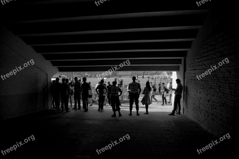 People Input Tunnel Stadium Black And White