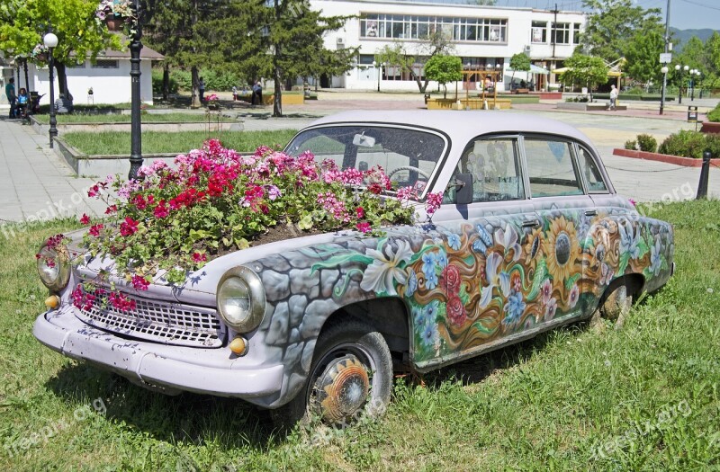 Re-purposed Car Planter Flowers Flower Power