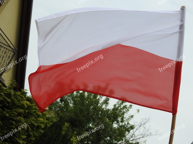 Flag Banner Polish Flag White-red Poland