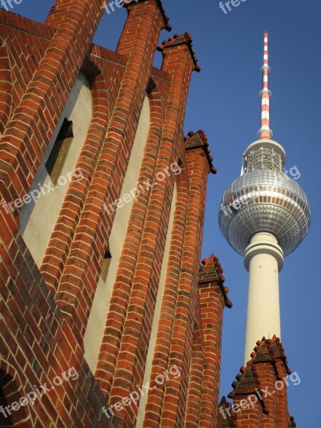 Tv Tower St Mary's Church Berlin Capital Alexanderplatz