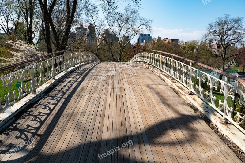 New York City Central Park Bridge Wood Nature