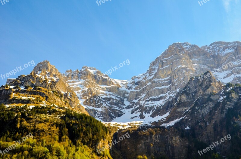 Mountains Lake Klöntal Vrenelisgärtli Summit Nature