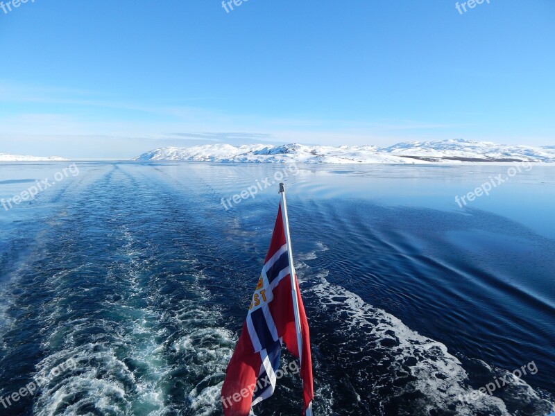 Norway Winter Ship Norwegian Flag Free Photos