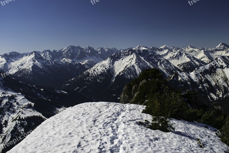 Alps Mountains Spring Snow The Peaks