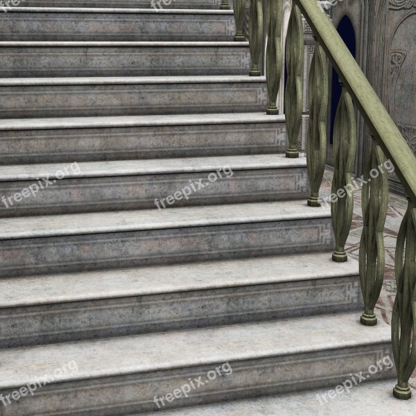 Stairs Gradually Railing Rise Staircase