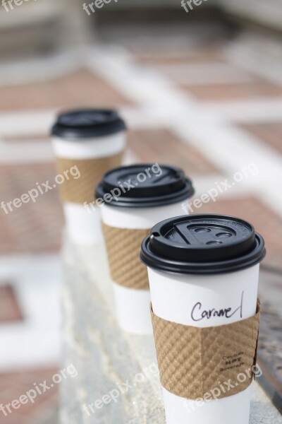 Coffee Three Coffee Cups Java Outside