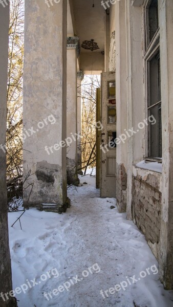 Village Snow Culture Palace Exclusion Zone Winter