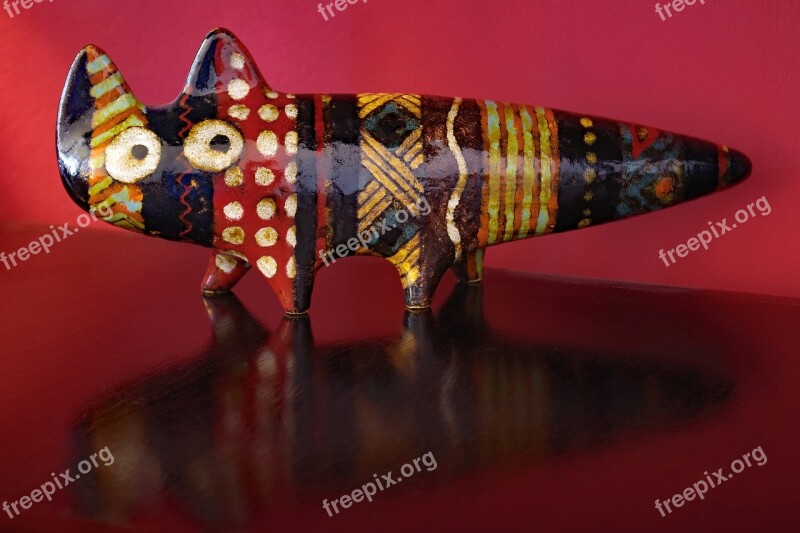 Cat Art Naive Wood Craft