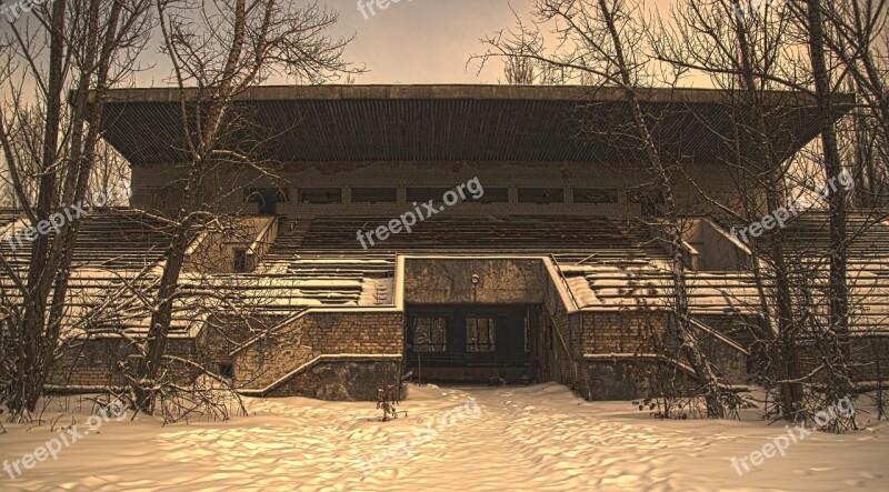 Stadium Stand Pripyat Chernobyl Snow