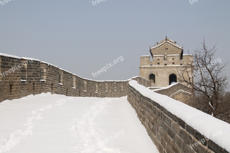 Building Winter Old China The Great Wall Of China