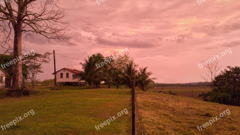 Dusk Orange Hue Stormy Evening