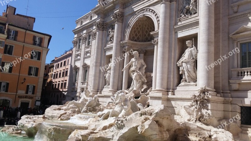 Rome Trevi Fountain Architecture Travel Marble