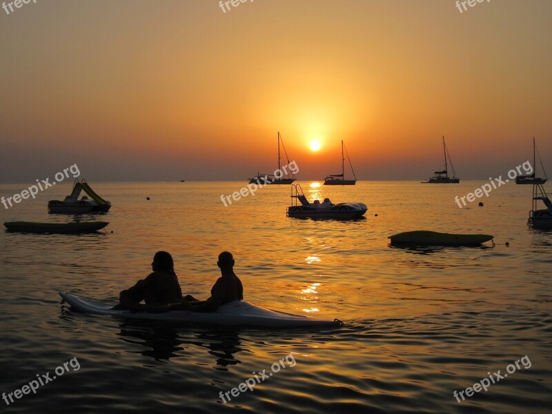 Sunset Waters Sea Dawn Silhouette