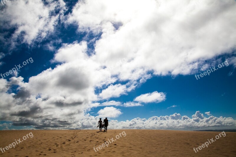 Silhouettes Sand Desert Nature Sky