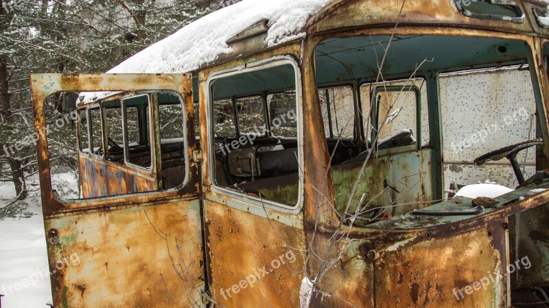 Bus Snow Exclusion Zone Winter Nature