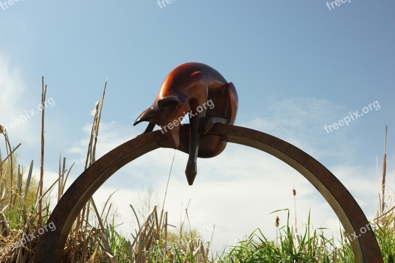 Sculpture Fox Arch Red Nature