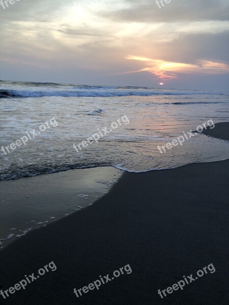 Water Sunset Sea Dusk Beach