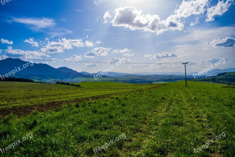 Heaven Effulgence Clouds Grass Meadow