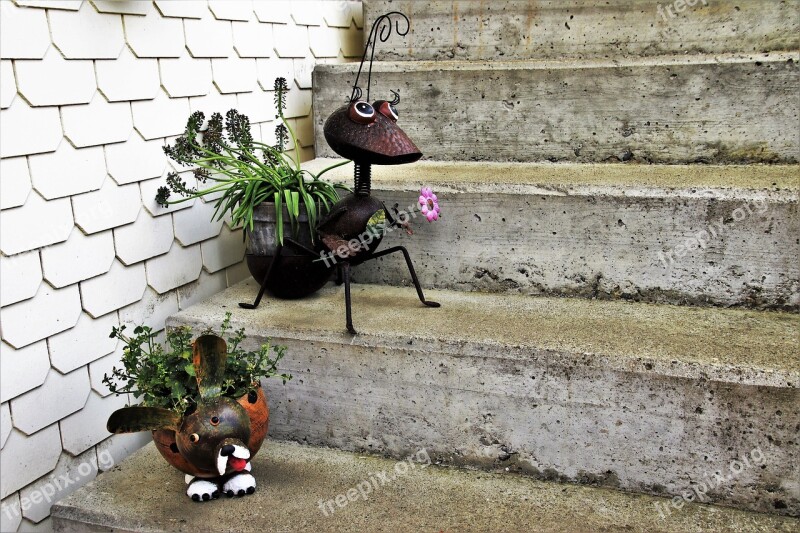 Stairs Pot Decorative Gray Decoration