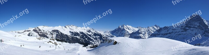 Snow Winter Panoramic Image Cold Mountain