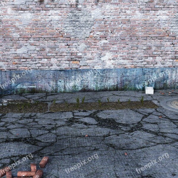 Courtyard Wall Brick Old Cement