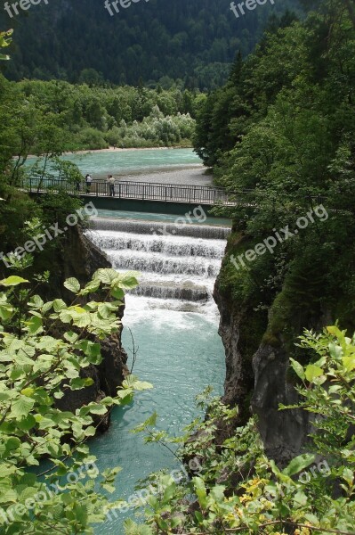 Füssen Lech Waterfall Summer Travel